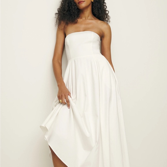 Reformation Strapless White Dress
